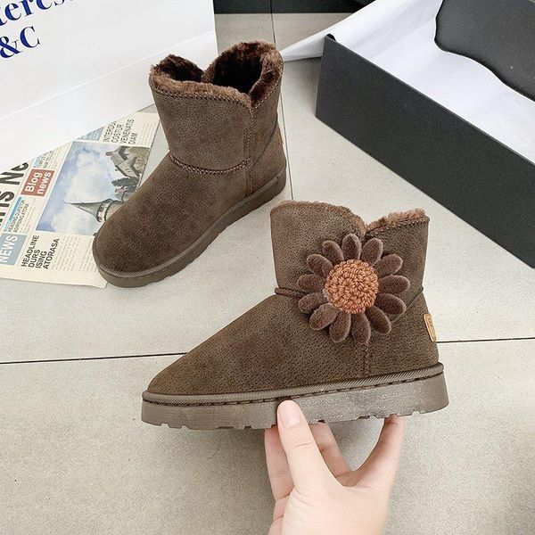 

boots 2021 women waterproof snow female plush winter warm ankle fashion flowers shoes woman plus size, Black