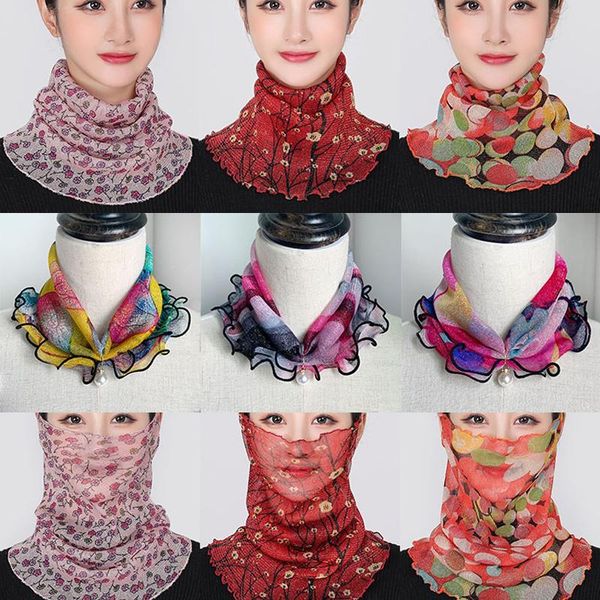 

scarves pearl pendant scarf wood ears gold thread lace variety lady neck hair chiffon fashion jewelry accessory valentine gift, Blue;gray