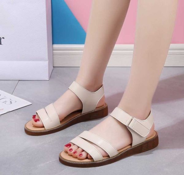 

sandals 2021 comfortable korean one line buckle women's shoes, Black