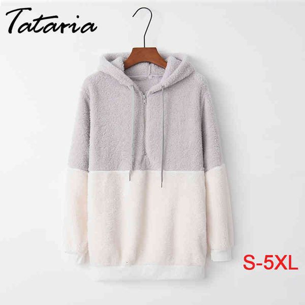 

tataria autumn sweatshirt for women long sleeve fleece hoodies thicken casual pullovers female coat plus size s-5xl 210514, Black