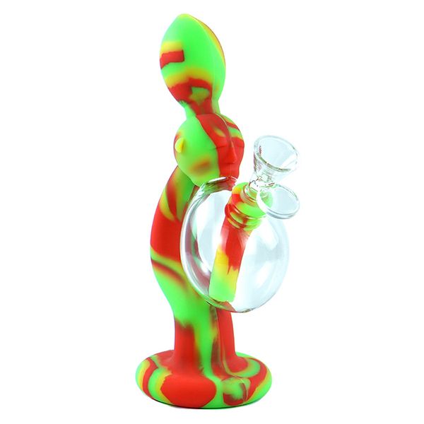 Rauchen von Wasserpfeifen, Bong-Pfeifen, Wasserpfeifen, Glasbongs, Alien-Silikon-Bubbler, Dab-Rigs, Tabak, filtrierbare Bohrinsel, Rauchen 00