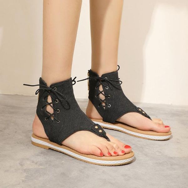 

seller - women sandals pattern large size rome women's anti-slip selling wedges summer shoes#g2, Black