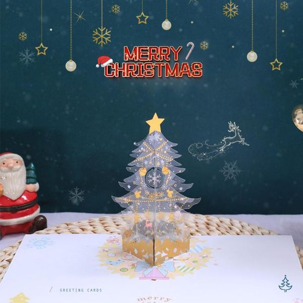 

greeting cards crystal christmas tree card merry 3d winter gifts up holiday