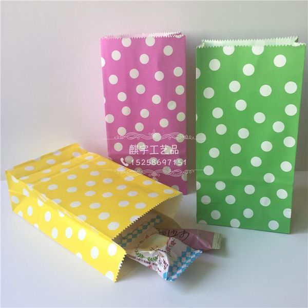 

gift wrap 10pcs/lot dot kraft paper bags wedding party invitation greeting cookie candy bag 17x9x5.1cm
