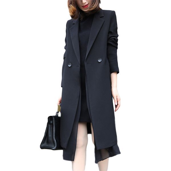 

suit patchwork mode chiffon blure long fine blazers women spring female palermo large size outerwear f399 cesz, White;black