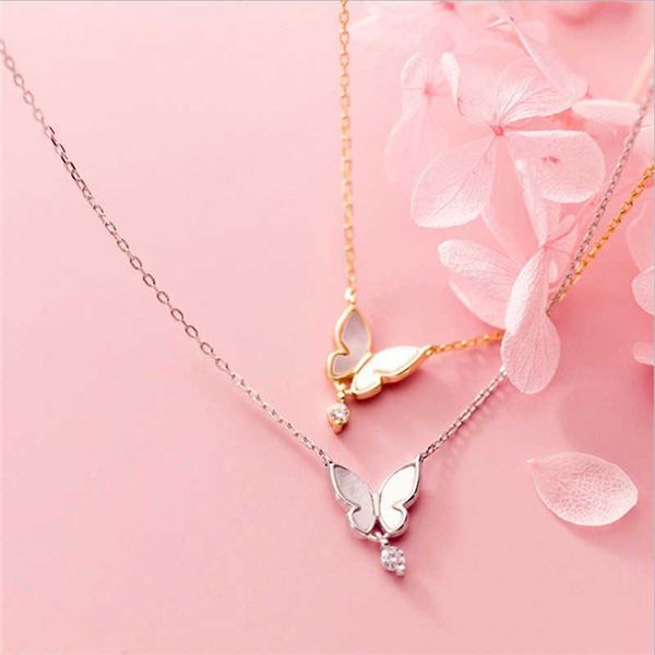 

chains silver sterling tassel butterfly charm pendants necklace for women party statement jewelry dz51