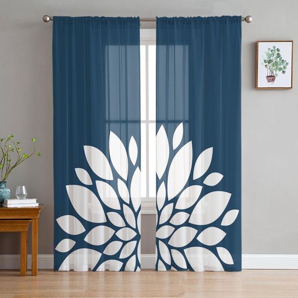 

curtain & drapes blue flower dahlia rural farm tulle curtains living room children's bedroom brightly lit sheer