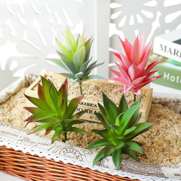 

6pcs simulation succulent plant pe pineapple head diy wall background accessories home garden office decor fake plants decorative flowers &