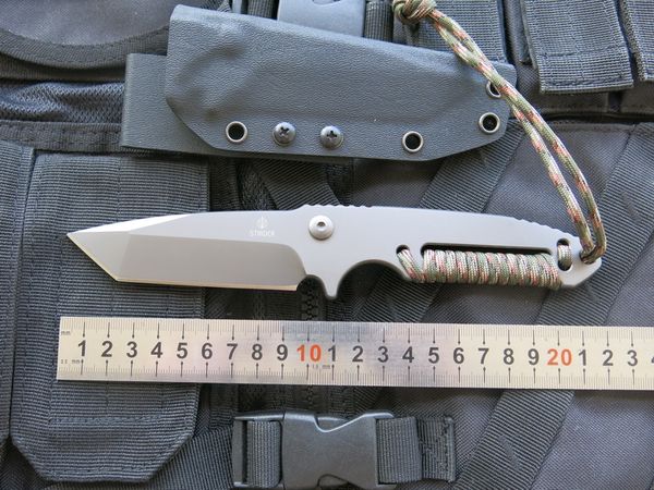 Strider ST D2 Lama Finitura in titanio Tanto Coltello fisso Fodero Kydex EDC Tattico esterno Campeggio Combattimento Sopravvivenza Strumenti di combattimento