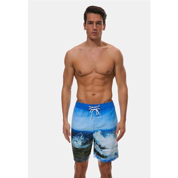

100% nylon beach shorts print color elastic waist men summer men's, White;black