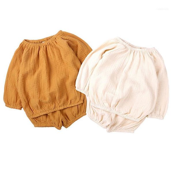 

clothing sets kids baby boys girls summer boyd long sleeves +shorts children cotton linen clothes suits1, White