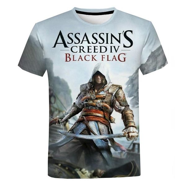 

men's t-shirts assassin creed - t-shirt with 3d printing for men and women, casual fashion t-shirt, street short sleeve, White;black