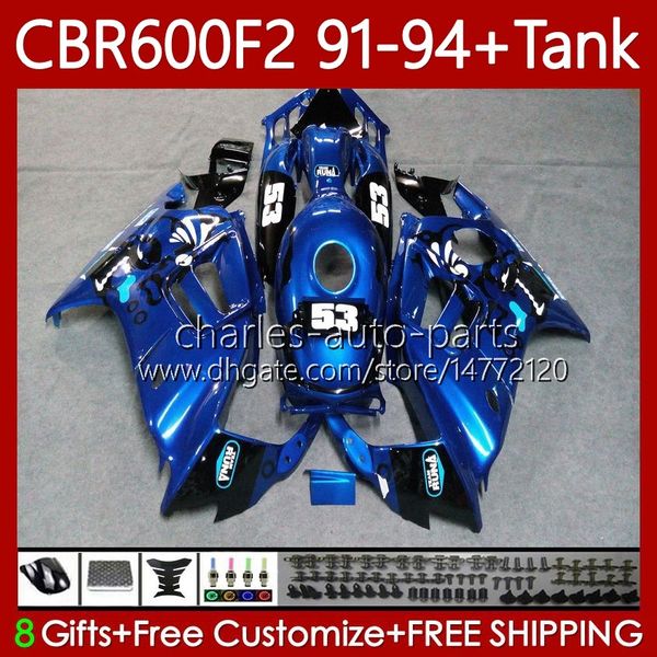 Fairings + Tank para Honda CBR 600 600F2 CBR600 F2 FS CC 1991 1992 1994 Body 63No.142 CBR600F2 600cc 600FS 91-94 CBR600-F2 CBR600FS 91 92 93 94 Kit de carroçaria Repsol Blue