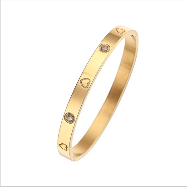 

gold bracelet for girls love heart bangle mens luxury designer jewelry stainless steel diamonds custom cuff wedding gifts party womens bangl, Golden;silver