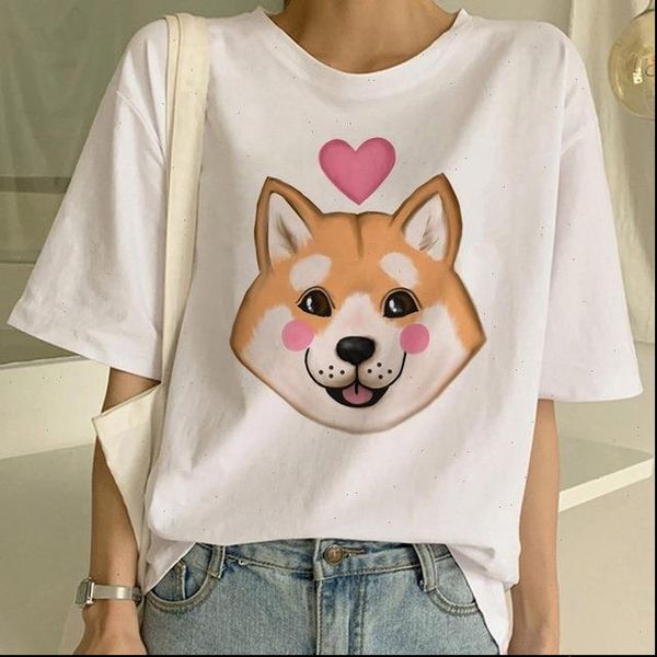 

harajuku ulzzang funny cute womens t shirts dogs graphic korean clothing, White