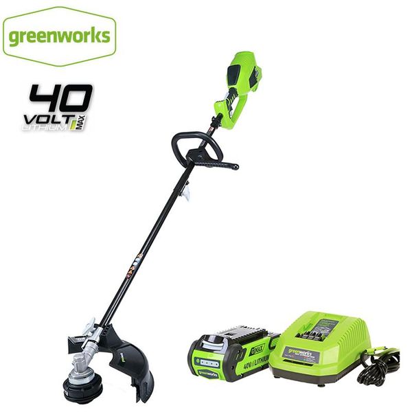 

electric trimmers greenworks brushless motor 800w powerful grass trimmer g-max 40v 14-inch cordless string ,4ah battery charger included