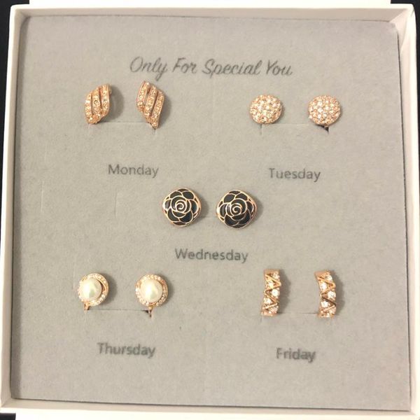 

clip-on & screw back idestiny clip earring without hole for girls fashion weekday earings set with gift box jewlry bijoux acces, Silver