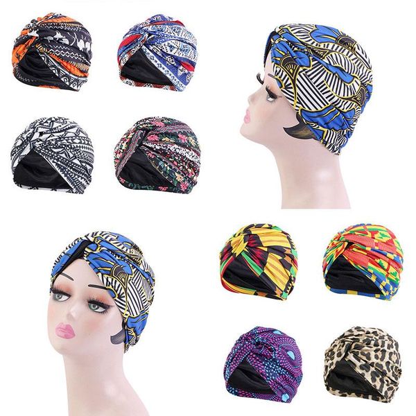 

beanie/skull caps 2021 western style stylish ladies warm turban printed baotou breathable individual pullover hat, Blue;gray