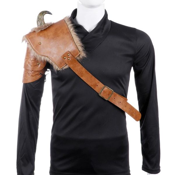 

scarves halloween carnival pu leather man medieval viking armor shoulder, Blue;gray