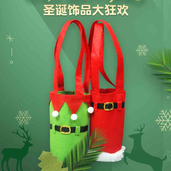 

christmas pendant gift red and green wine bag decoration supplies gift