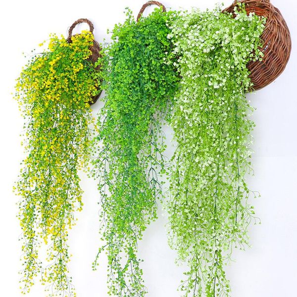 

decorative flowers & wreaths artificial plastic wall hanging flower plant home living room decoration basket rattan fake green r59