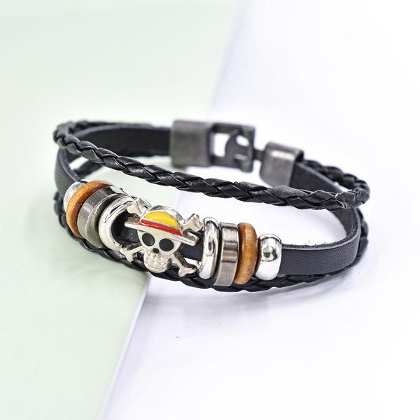 

charm bracelets european and american anime around one piece leather bracelet student zinc alloy lufei, Golden;silver