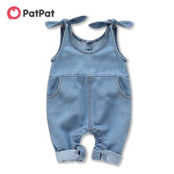 Primavera Estate Neonati maschi e femmine Denim Suspender Jeans 0-1 anni One Piece Pagliaccetti gamba lunga 210528