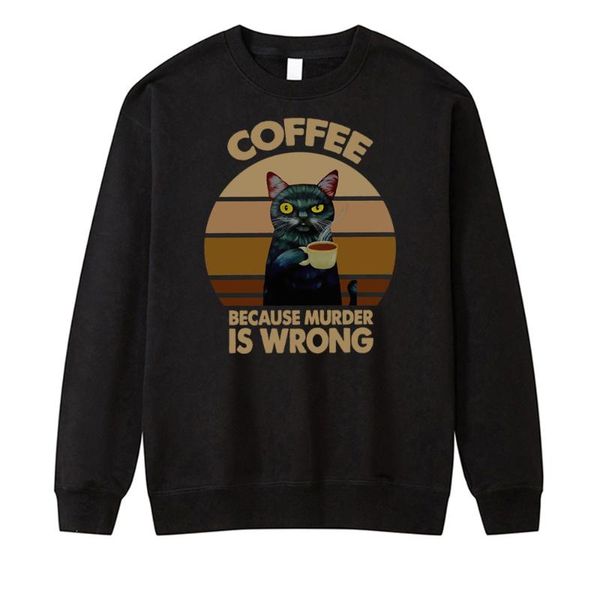 

men's hoodies & sweatshirts kawaii cat because murder is wrong harajuku 2021 winter male casual cool hoodie sweatshirt breathable pullo, Black