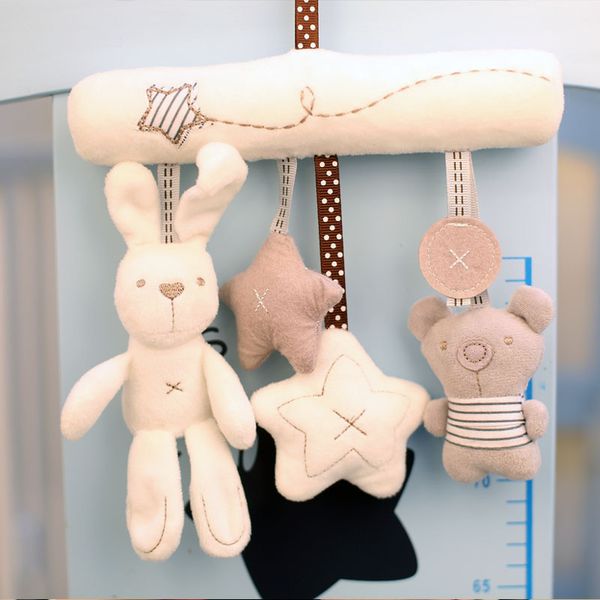 

baby plush toy rabbit music bed trailer with safety seat pendant soothing ring