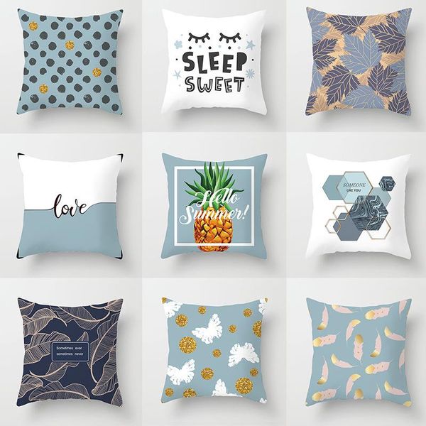 

cushion/decorative pillow 1pcs nordic haze blue geometric cushion cover 45x45cm polyester throw pillowcases car sofa office home decorative