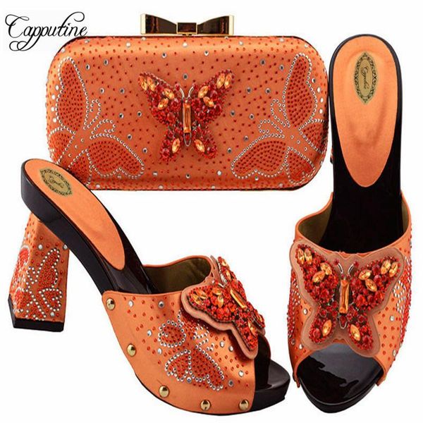 

capputine fashion summer shoes with matching bag set african rhinestones and bags for wedding dress, Black
