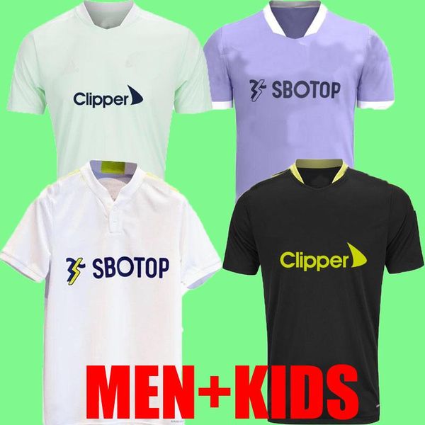 

21 22 leeds soccer jerseys fans 2021 2022 home white harrison hernandez costa bamford clarke men kids kits football shirt goalkeeper united, Black;yellow