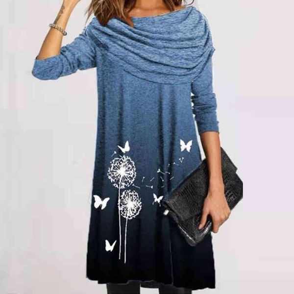 

dresses women spring vintage butterfly dandelion print elegant turn-down collar party es lady fashion casual loose 68ib xq01, Black;gray