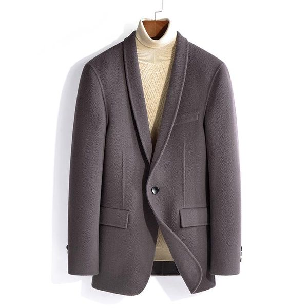 

men's wool & blends minglu winter cashmere male coats luxury single breasted solid color casual trench fashion slim fit man 4xl, Black