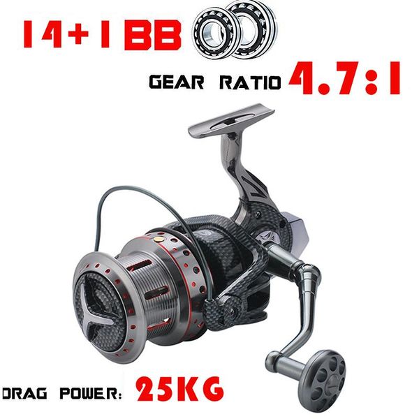 

lieyuwang 1000-12000 ball bearing reels 14+1bb trolling reel est spinning fishing carretilhas de pesca 5 species baitcasting