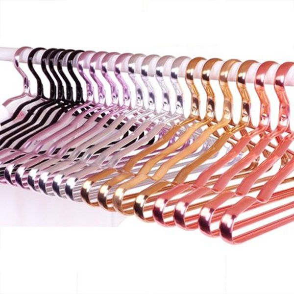 

41cm 10 pcs/lot anti-skid seamless metal clothes hanger aluminium alloy coat hangers stainless steel clothing drying rack & racks
