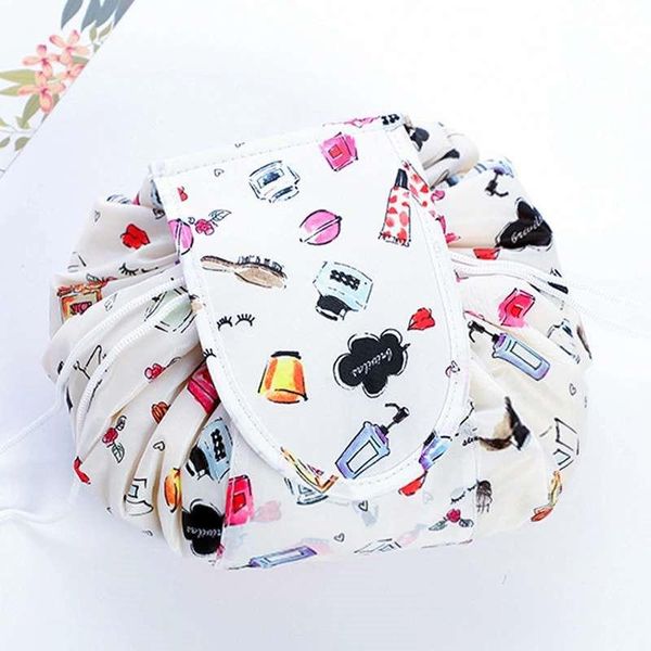 

printing drawstring makeup bags organizer portable travel cosmetic pouch women's multifunctional toiletry bucket & cases