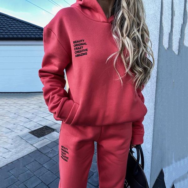 

women's two piece pants warm tracksuit 2 set autumn winter hoodie sweatshirts + long sports suit female sweatshirt sportswear for woman, White