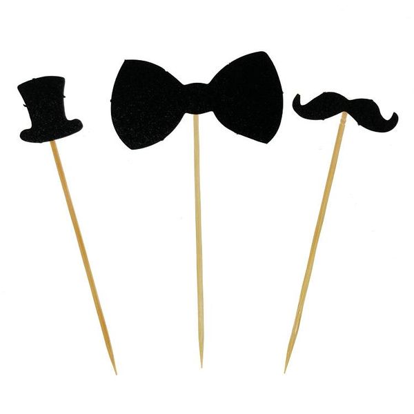 

party hats black men's birthday cake decoration card set beard hat bow tie supplies