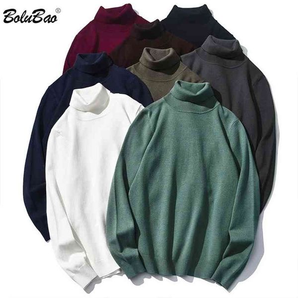

bolubao brand men solid color turtleneck sweater slim warm casual autumn winter fashion male 210813, White;black