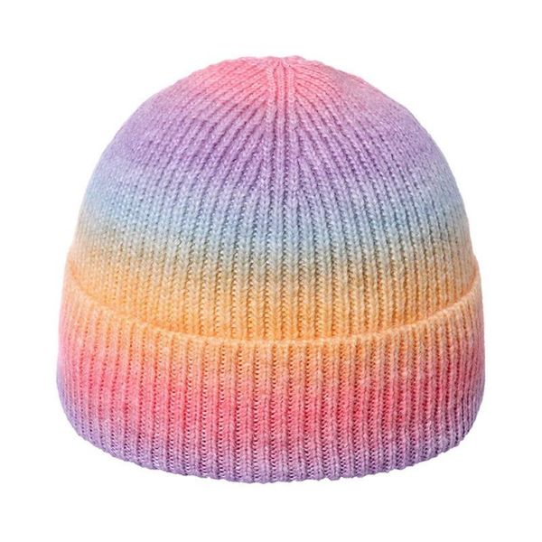 

beanies knitted hat for women winter wool cap tie-dye women's