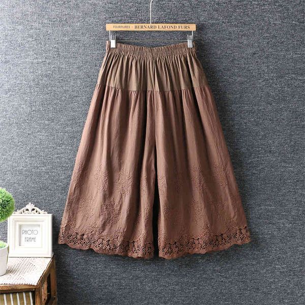 

women's shorts vintage lolita embroidery wide leg loose pants female cmr0, White;black
