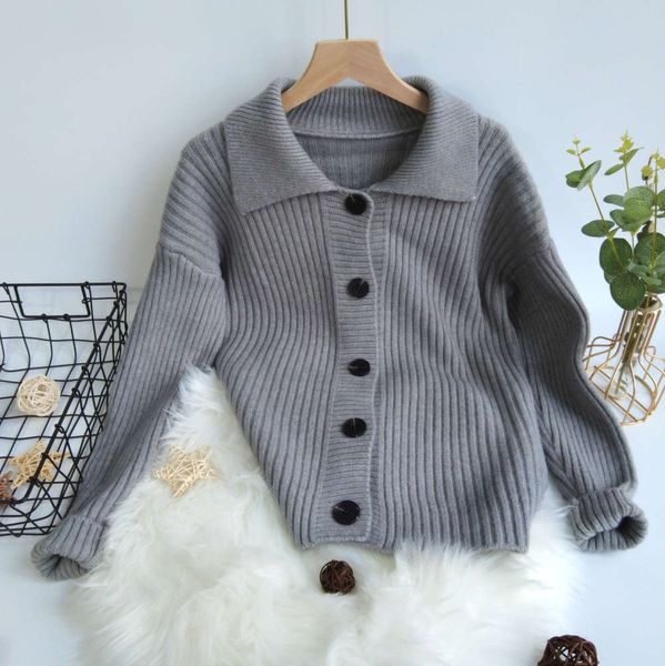 

autumn pure color sweater outer lapel cardigan temperament, White;black