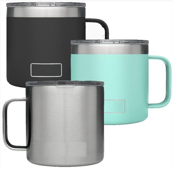 

mugs with logo 14oz insulated travel mug double wall coffee handle vacuum stainless steel tumbler cup sliding lid drinkware