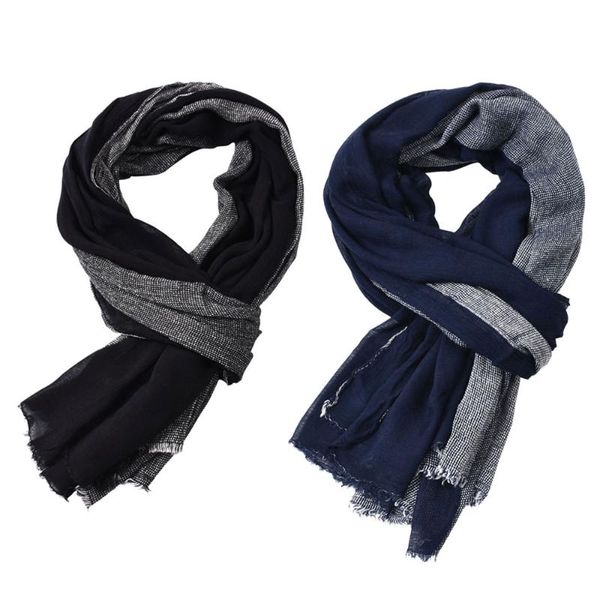 

scarves 2 pcs style winter scarf cotton and linen patchwork long comfortable men's fashion men shawl apparel accessories, Blue;gray