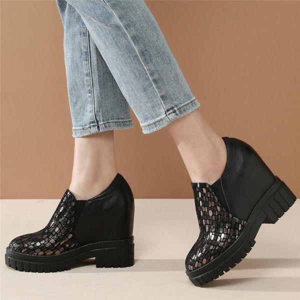 

boots oxfords shoes women lace up genuine leather high heel ankle female low round toe platform pumps casual, Black