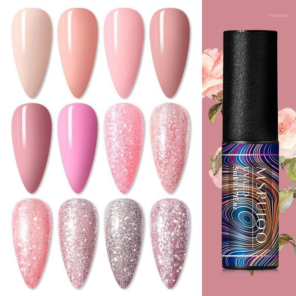 

5ml uv gel nail polish rose gold glitter sequins soak off varnish colorful long lasting lacquer1, Red;pink