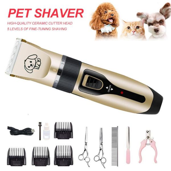 

rechargeable pet cat dog hair trimmer shaver set electrical clipper professional grooming kit animals cutting machine