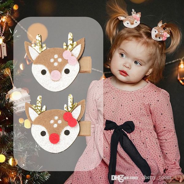 Bambini Cervo di Natale fermaglio per capelli moda bambini cartone animato luminoso bang tornante stile Europa decorato Xmas BB Barrettes accessori per feste D173