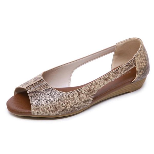 

sandals leopard print women's leather low heel 2021 summer open toe casual soft sole, Black